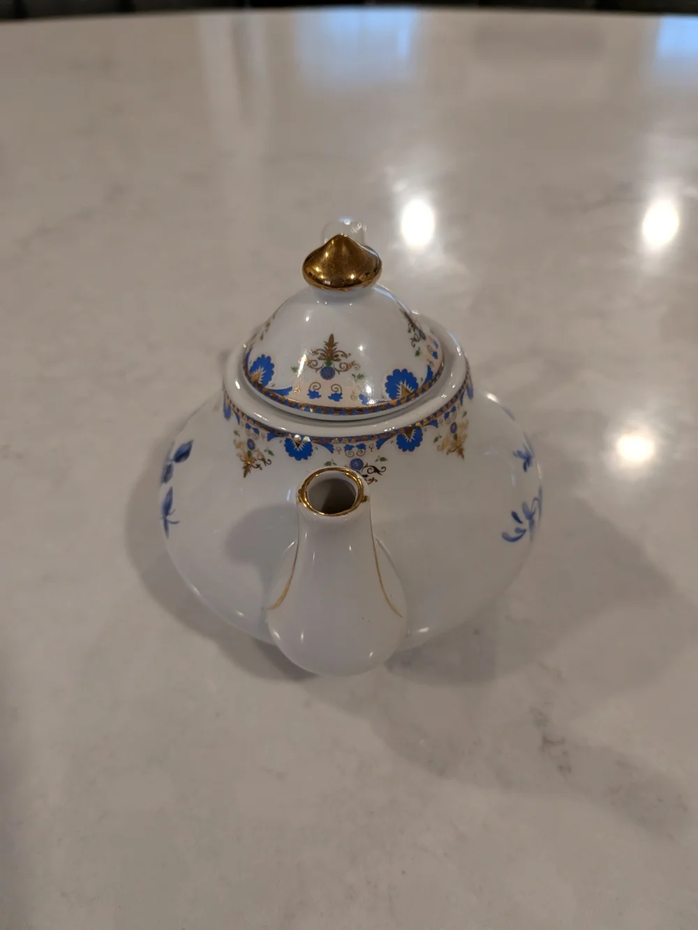 Vintage Blue Floral Porcelain Teapot 5